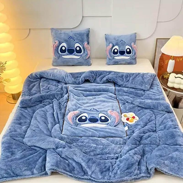 2-in-1 Stitch Travel Blanket that Folds Into a Zippered Pillow 105 * 140 cm