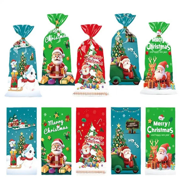 10-Piece Christmas Goodies Bags - Mixed colors