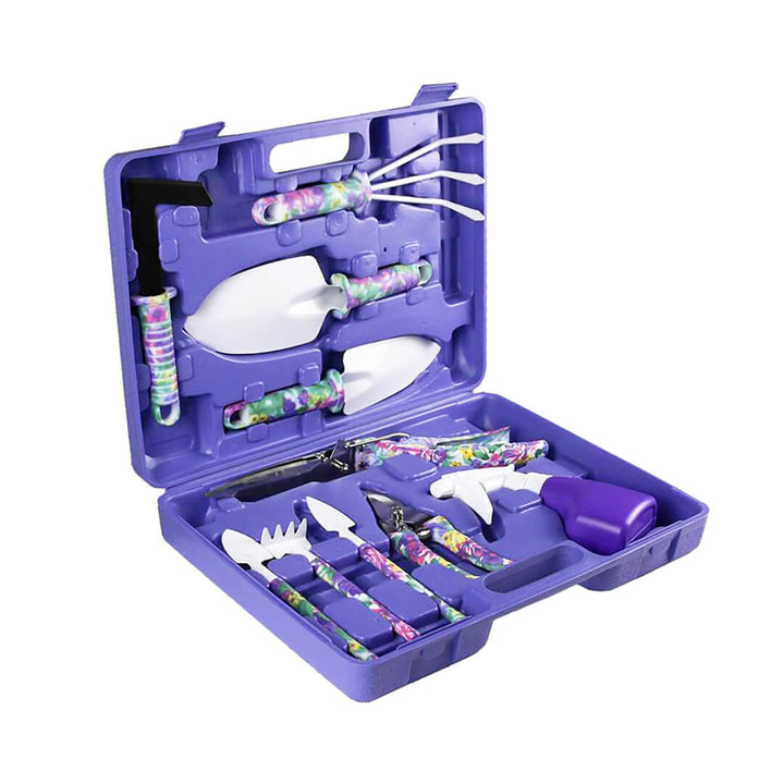 Purple 10-Piece Floral Print Garden Tools Set