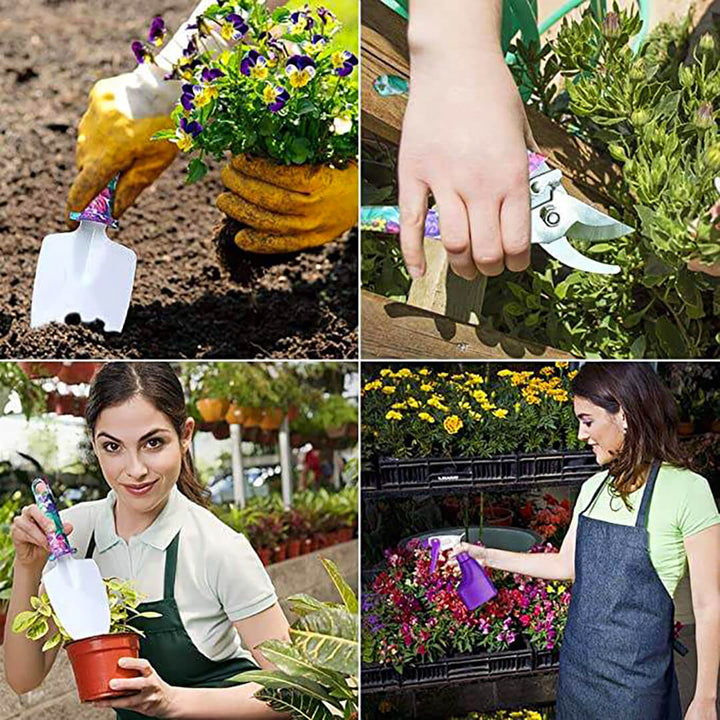 Purple 10-Piece Floral Print Garden Tools Set