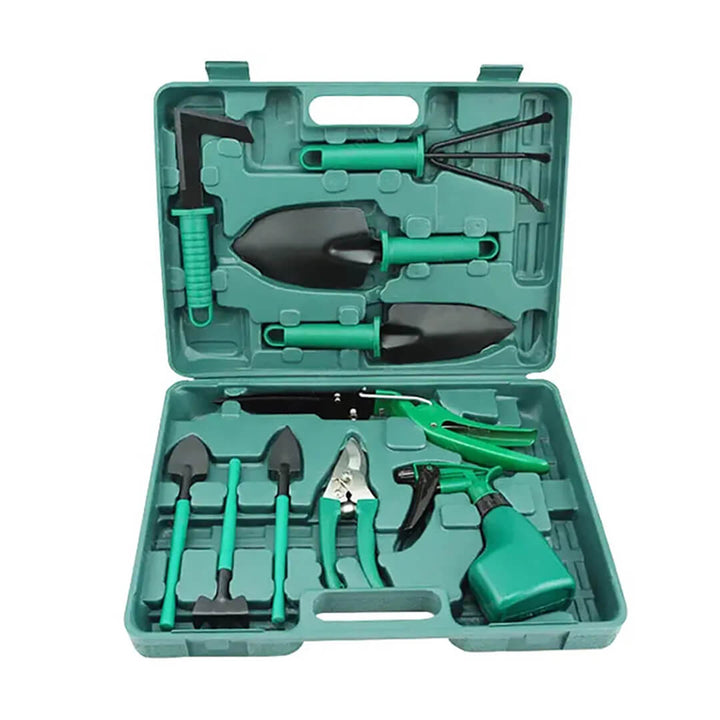 Green Portable Gardening Tool Kit - 10-Piece Set