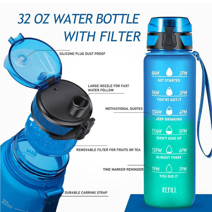 Leakproof water bottle with standard drinking spout for school, 1000 ml