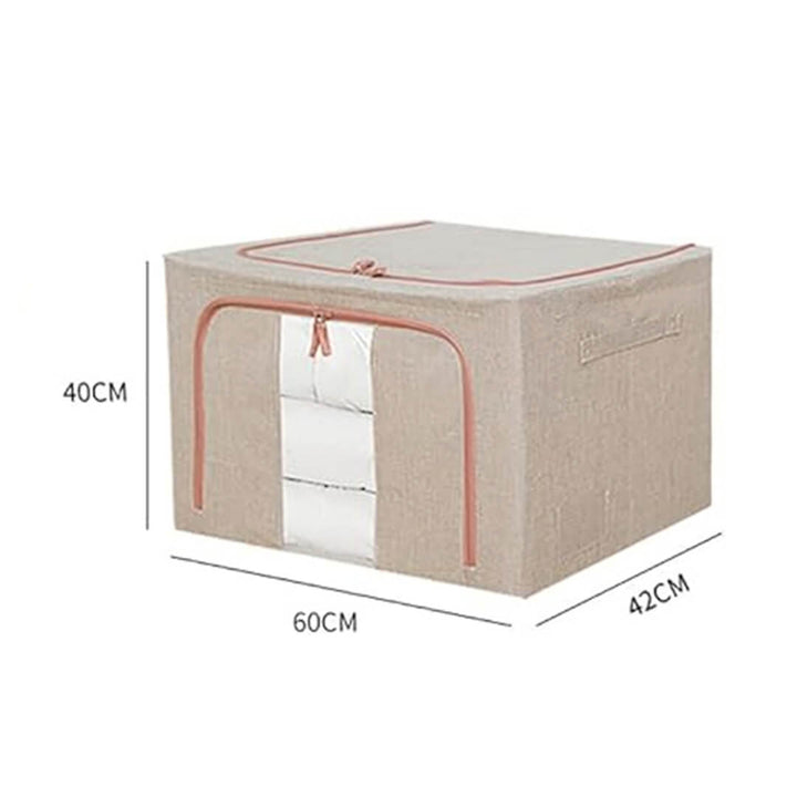 100L cloth organizer box with steel frame and handles, dimensions