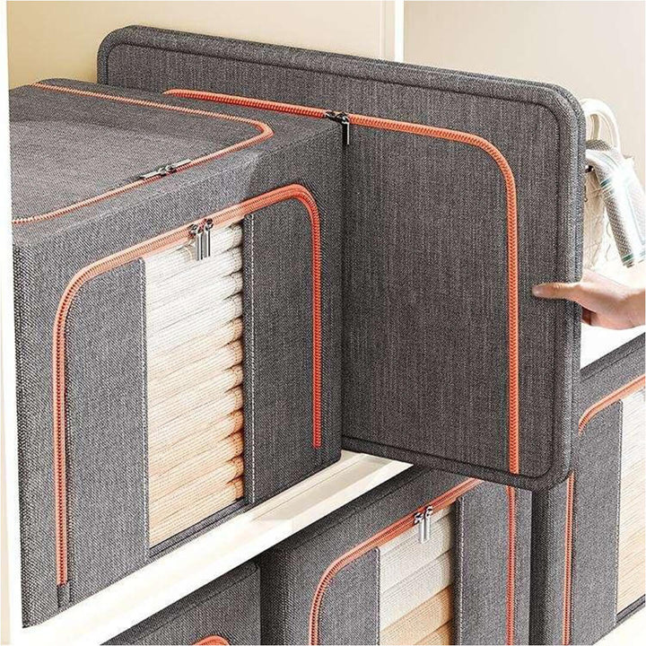 Large foldable storage box for clothes and blankets