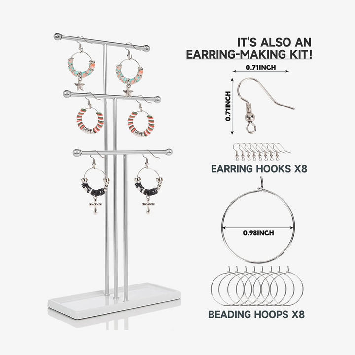Jewelry DIY craft kit with tweezers, string, and earings