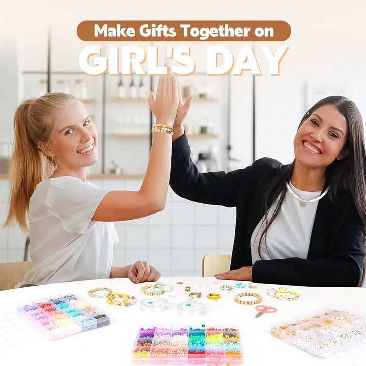 Girls bracelet kit with colorful beads and letter charms