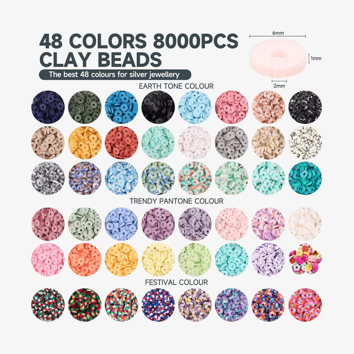 Craft box with pastel-colored clay beads for jewelry making