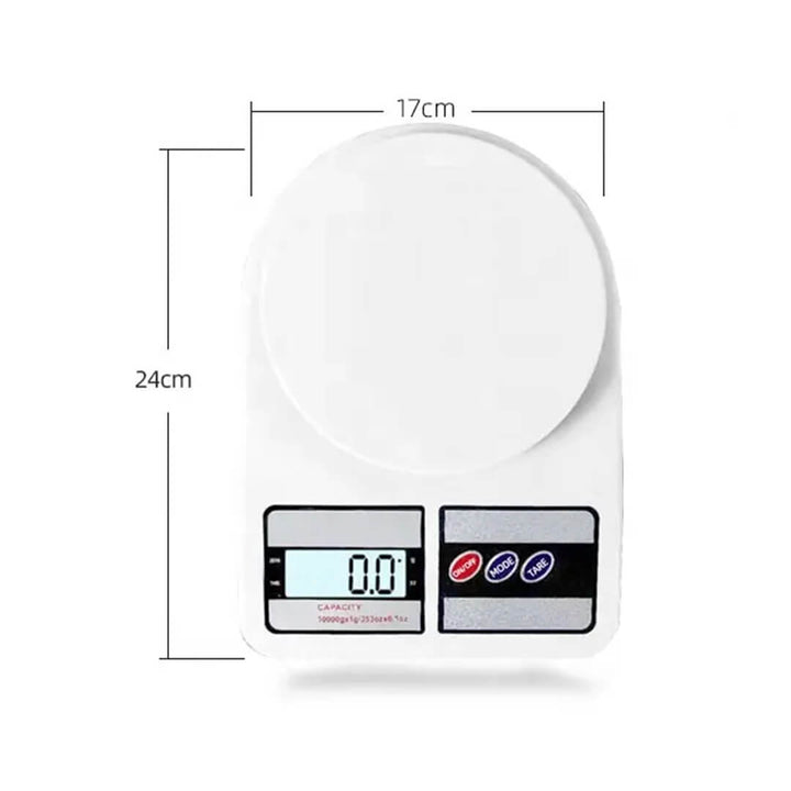 10KG Battery Operated Digital Kitchen Scale - White