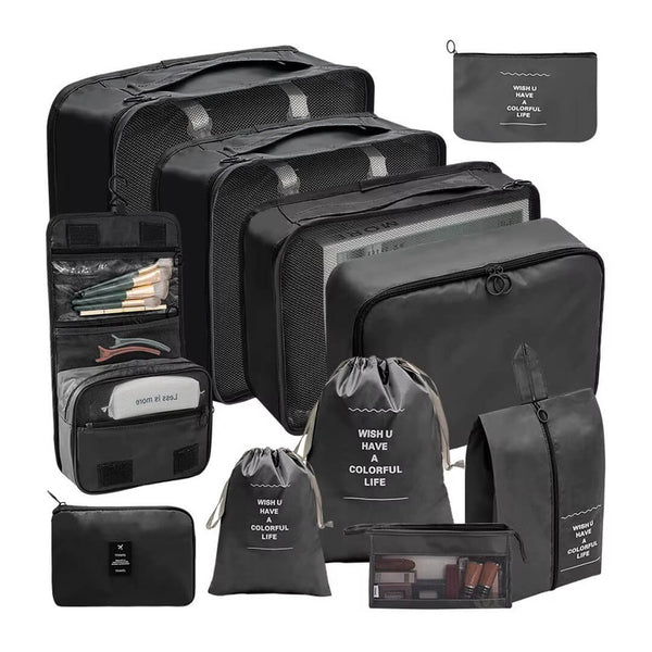 11 pieces Luggage Organizers for Hassle-Free Packing - black Black