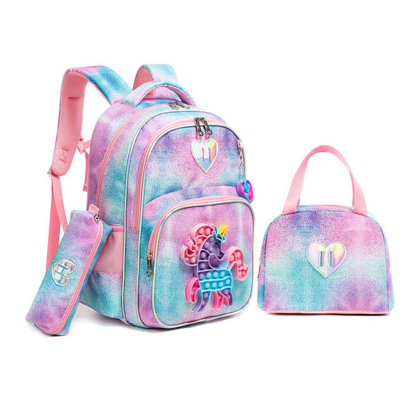 Unicorn Pop It Backpack - 3 Piece Set