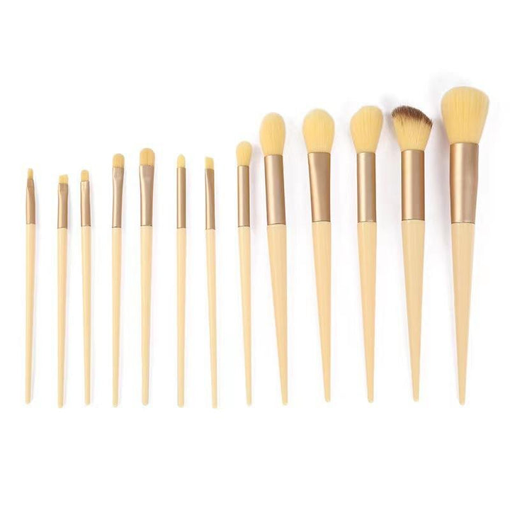 13 Pieces Makeup Brush Set in a Bag - Yellow