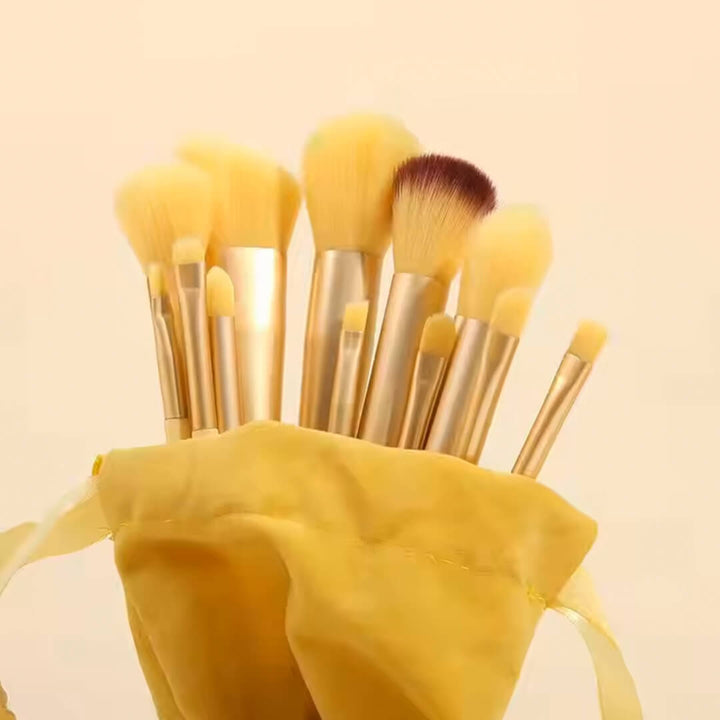 13 Pieces Makeup Brush Set in a Bag - Yellow