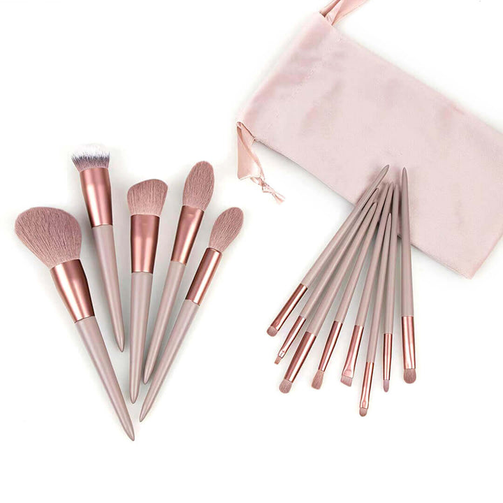 13 pieces Makeup Brushes Full Set with bag - Brown