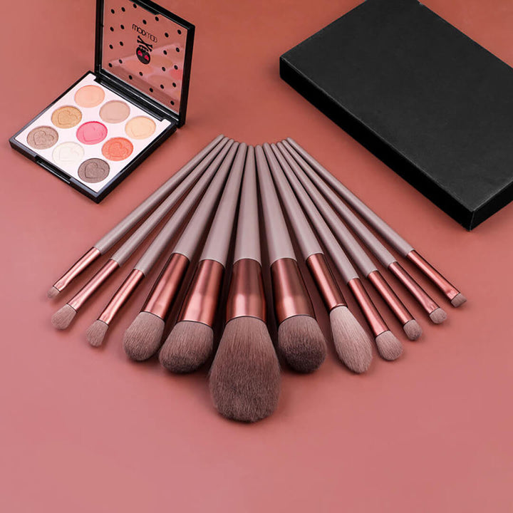 13 pieces Makeup Brushes Full Set with bag - Brown