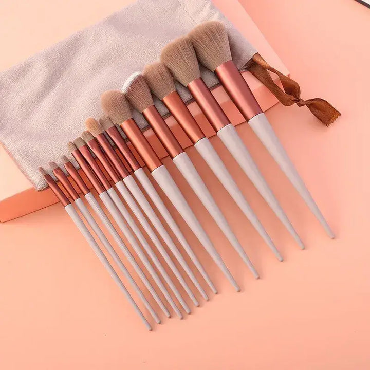 13 pieces Makeup Brushes Full Set with bag - Brown