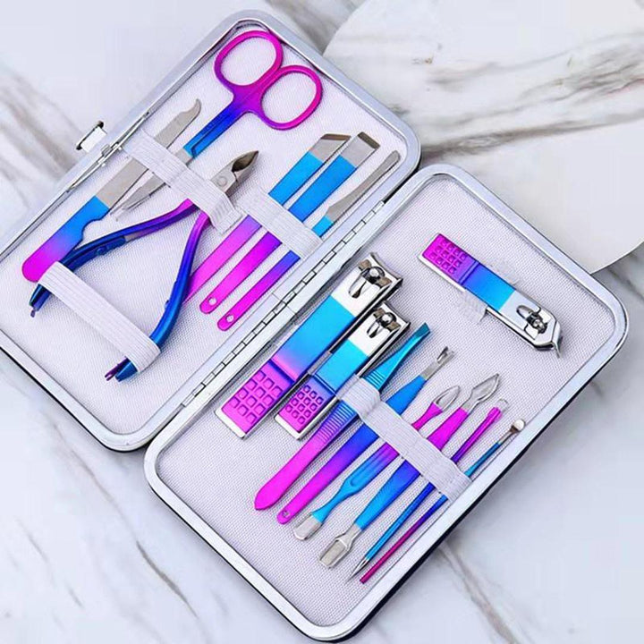 Nail tools for manicure, pedicure, and grooming in 15-piece set
