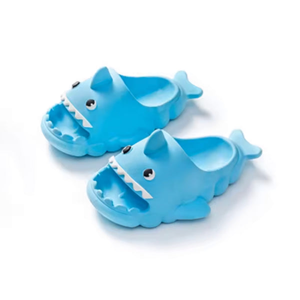 Kids' Wavy Shark Anti-Slip Slippers - Blue (24-27)