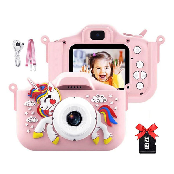 3D Unicorn Camera Anti-Drop Dual Lenses + 32GB Card