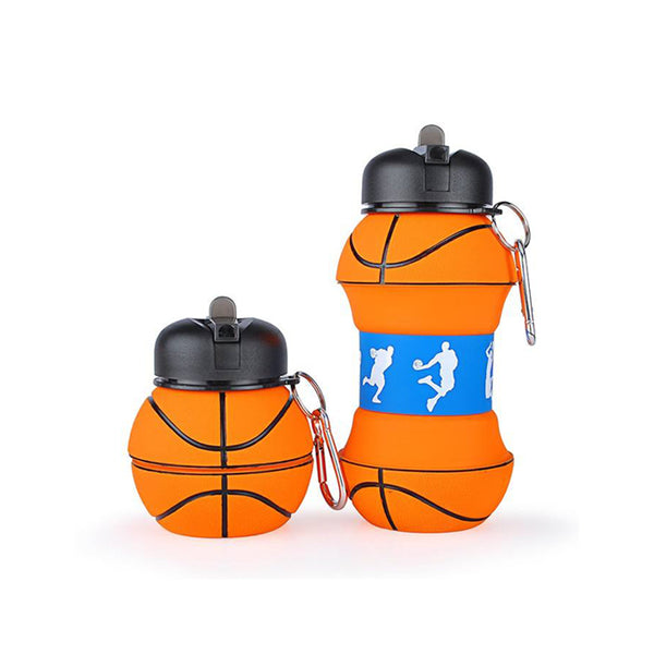 Collapsible Basketball-Shaped Silicone Water Bottle - BPA-free