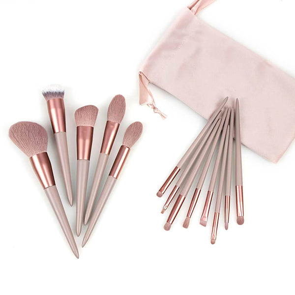 13 PCS Makeup Brushes Full Set with bag -  Brown