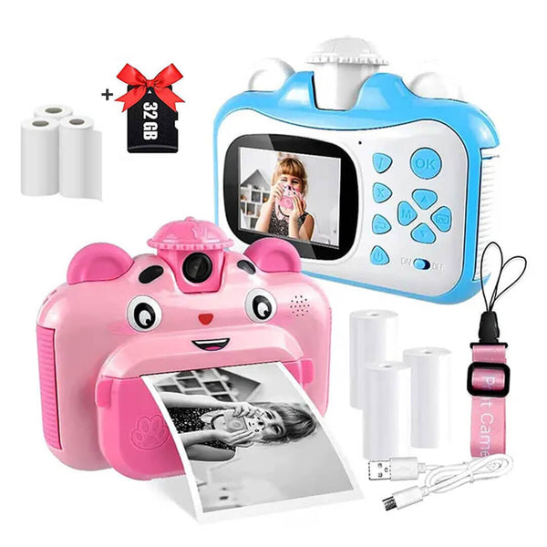 Selfie Mode Instant Print Fun: Ink-Free Kids Camera + 6 Rolls & 32GB Card