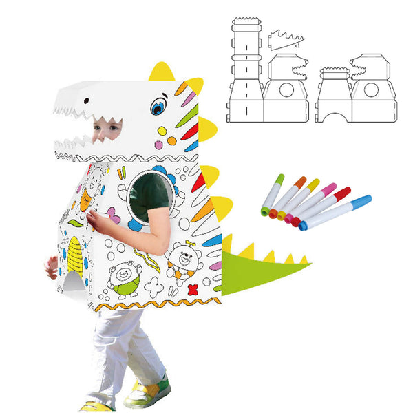 Wearable 3D Cardboard Dinosaur Doodle Coloring Set