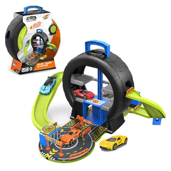 Portable Tire Race Tracks Kit with Mini Cars