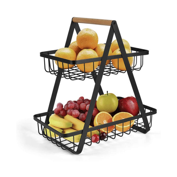 2-Tier Metal Storage Basket Organizer for Kitchen, Office & Home