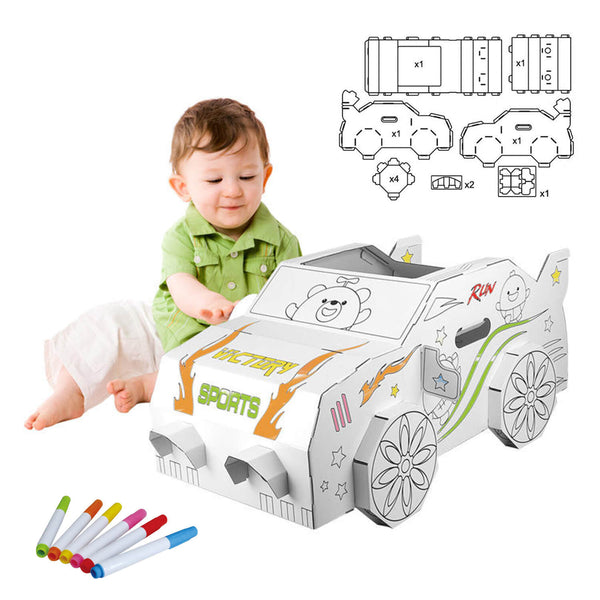 Kids 3D Wearable cardboard Car Coloring