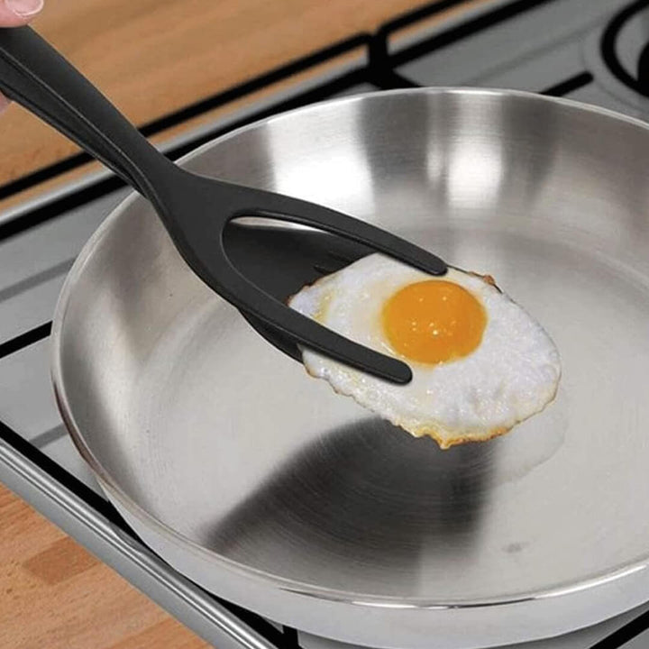 Pancake flipper spatula with comfortable handle grip, black