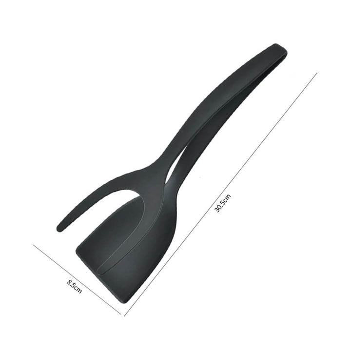 Black 2-in-1 Silicone spatula with clip, dimensions