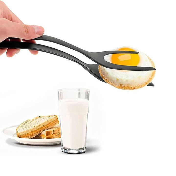 Food clip and spatula combo used to serve breakfast
