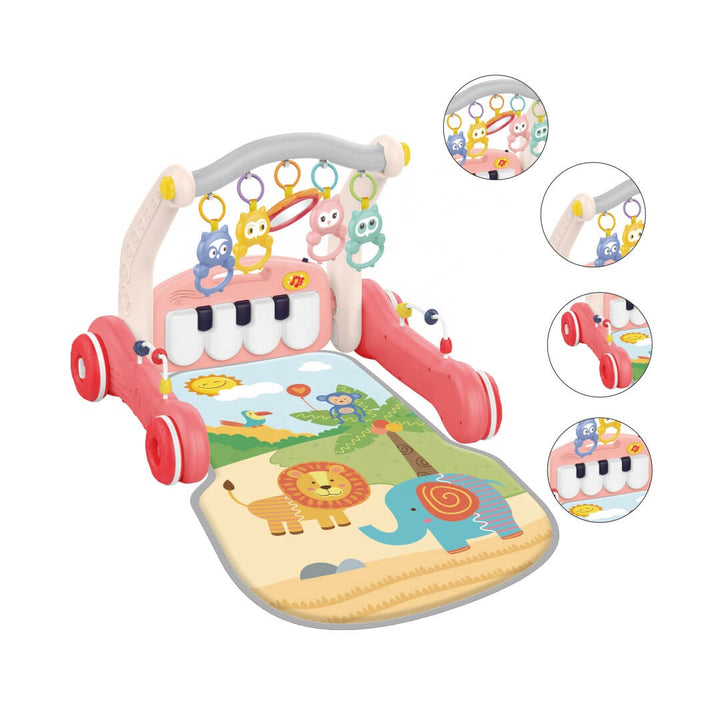 Musical baby play mat designed for tummy time and standing support, detailed shot