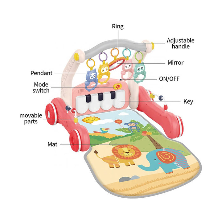 2-in-1 baby walker and play mat with  lights and sounds
