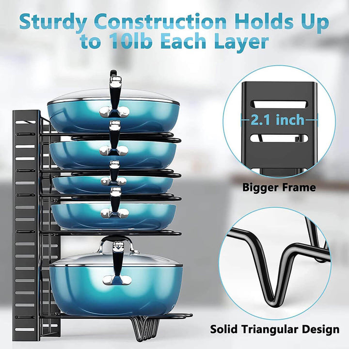 2-in-1 Space-Saving Adjustable Pot & Pan Rack for Kitchen Storage