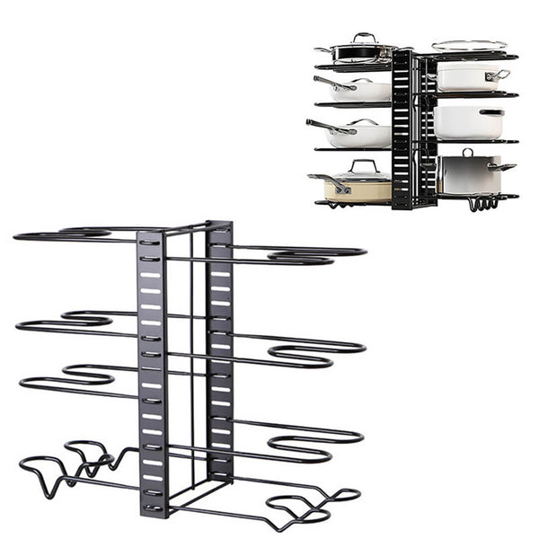 2-in-1 Space-Saving Adjustable Pot & Pan Rack for Kitchen Storage