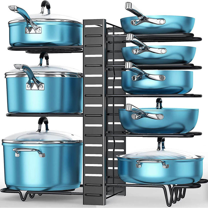 2-in-1 Space-Saving Adjustable Pot & Pan Rack for Kitchen Storage