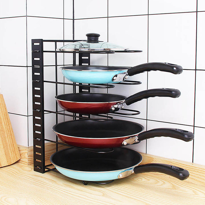 2-in-1 Space-Saving Adjustable Pot & Pan Rack for Kitchen Storage