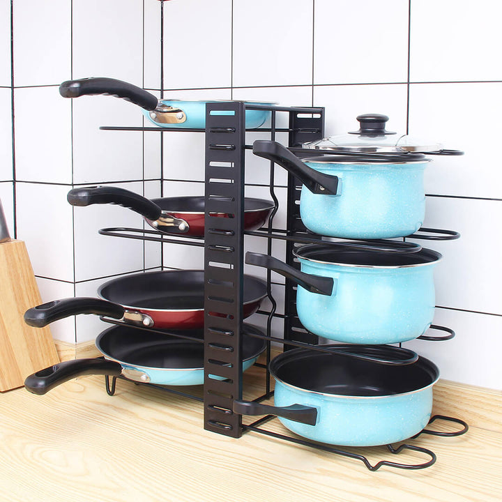 2-in-1 Space-Saving Adjustable Pot & Pan Rack for Kitchen Storage