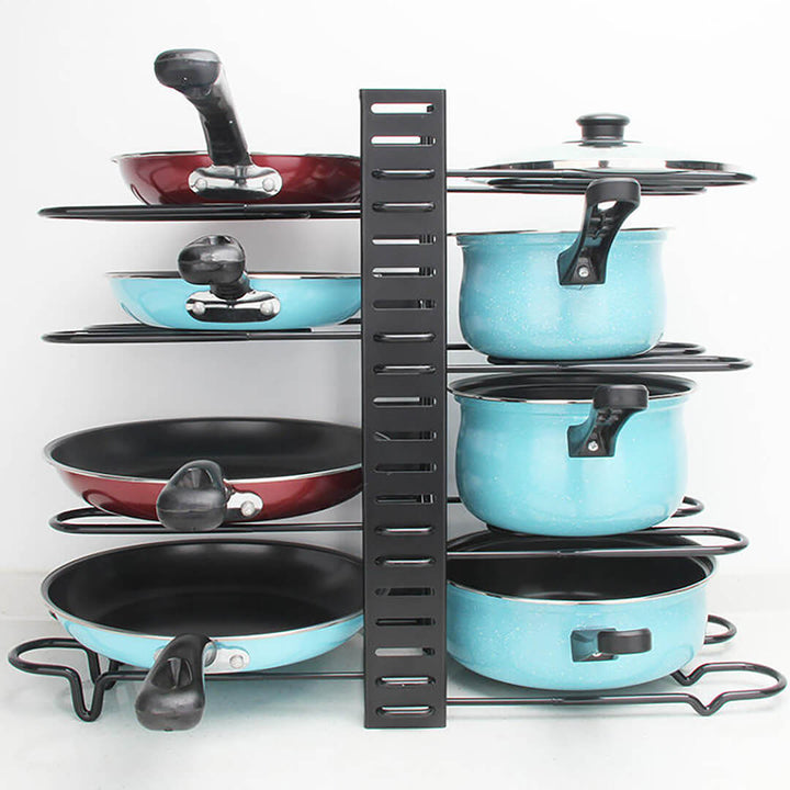 2-in-1 Space-Saving Adjustable Pot & Pan Rack for Kitchen Storage