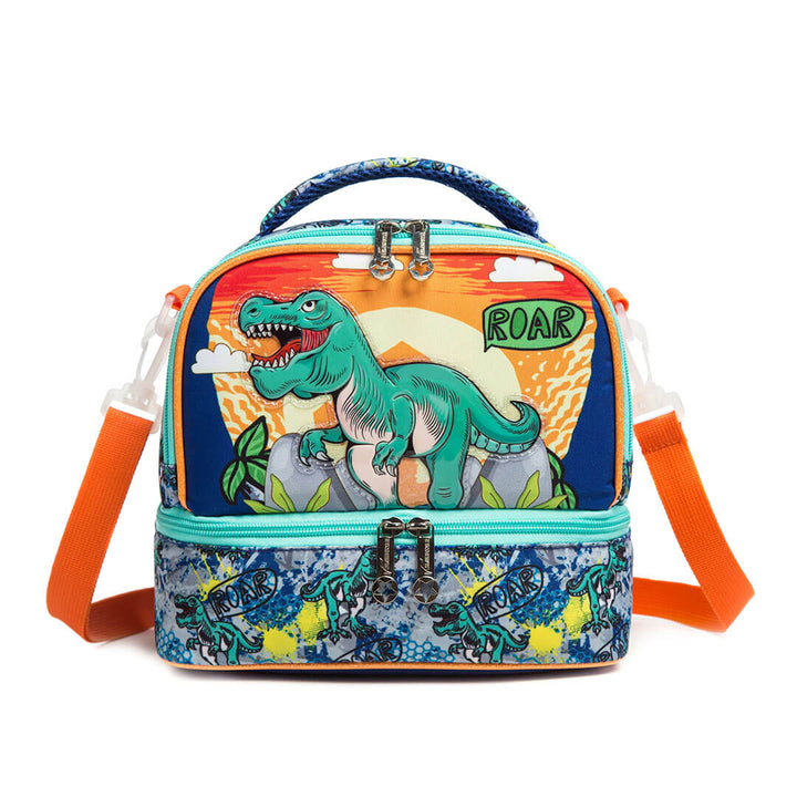 Kids 2-layer waterproof dinosaur lunch bag