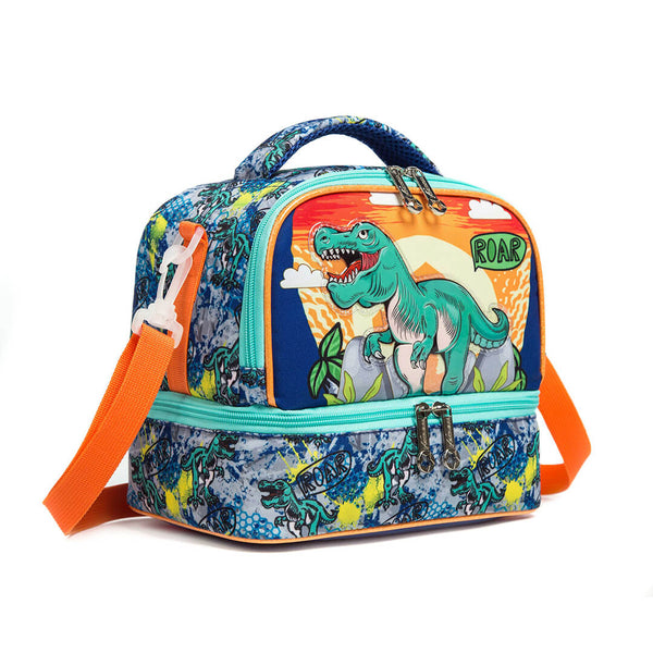 Kids 2-layer waterproof dinosaur lunch bag