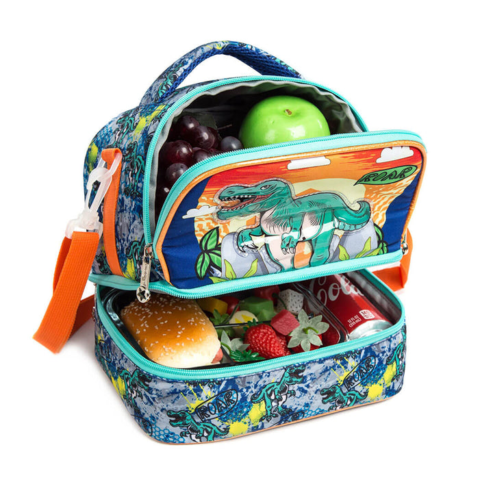 Kids 2-layer waterproof dinosaur lunch bag