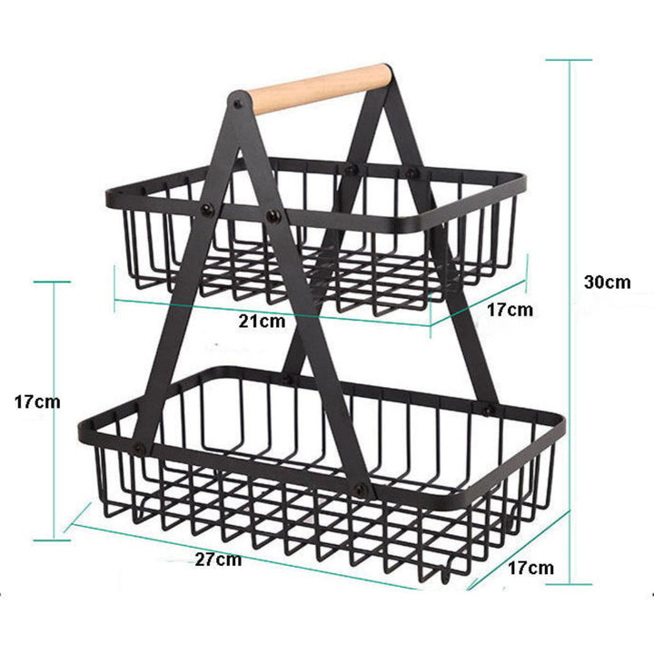 2-Tier Metal Storage Basket Organizer for Kitchen, Office & Home
