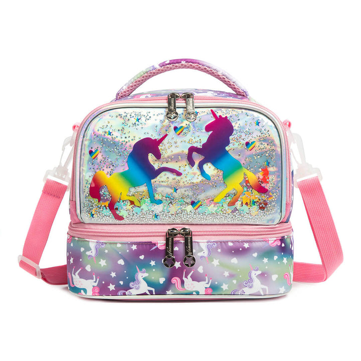 2-layer waterproof Sparkly unicorn lunch bag