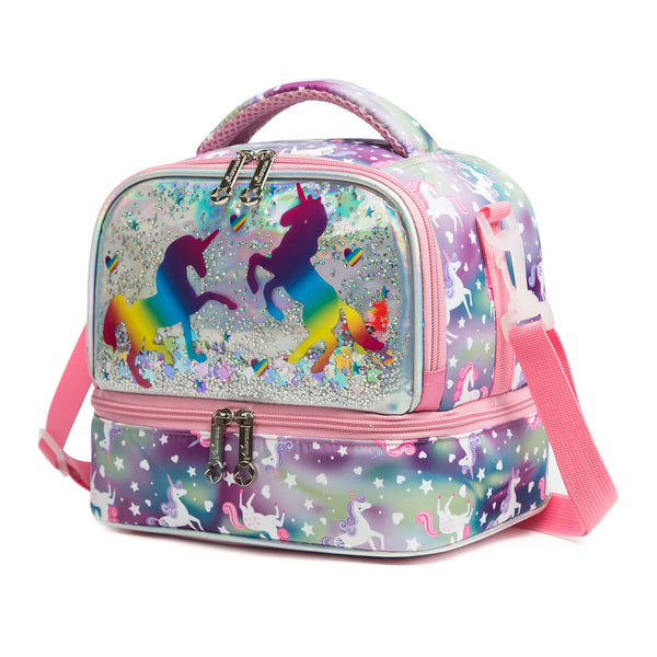 2-layer waterproof Sparkly unicorn lunch bag