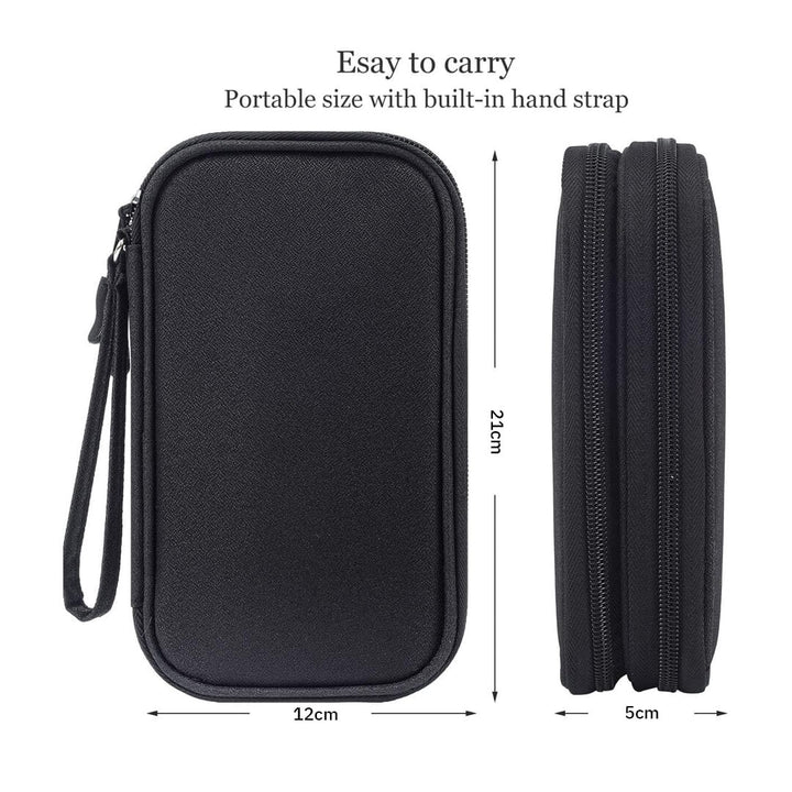Electronic organizer bag with dual compartments, dimensions