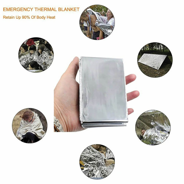 An emergency thermal blanket for outdoor camping
