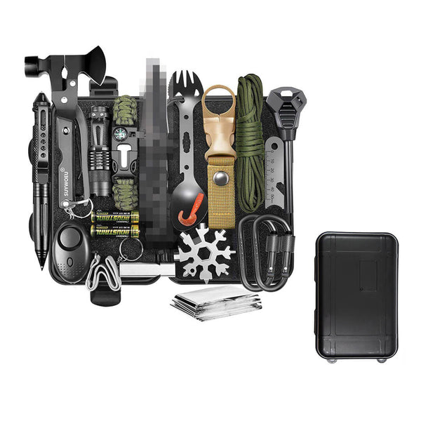 21-in-1 Camping Emergency Survival Kit – Black Case
