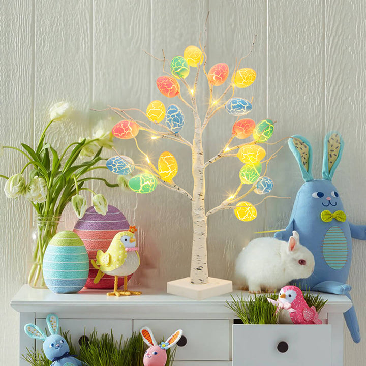 Festive LED Easter tree glowing in living room